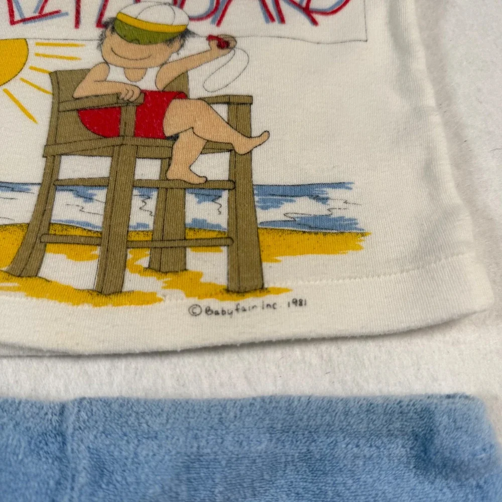 Vintage 1980s Babyfair Lifeguard Tank Top and Terry Cloth Shorts Set 9M